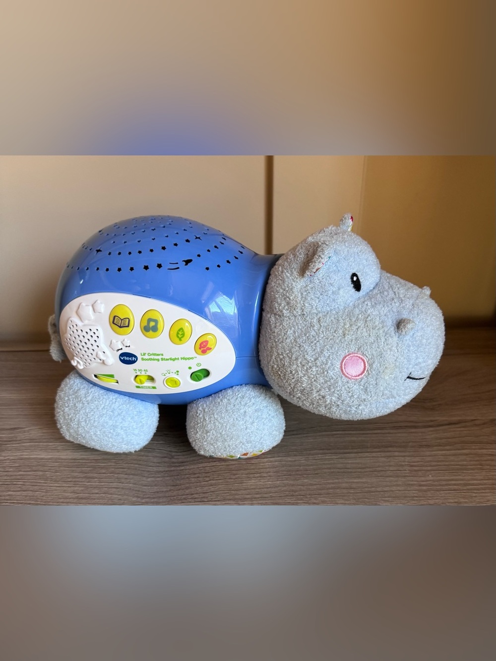 Blue Hippo Plush Night Light Projector with Soothing Sounds - Picture 2 of 9